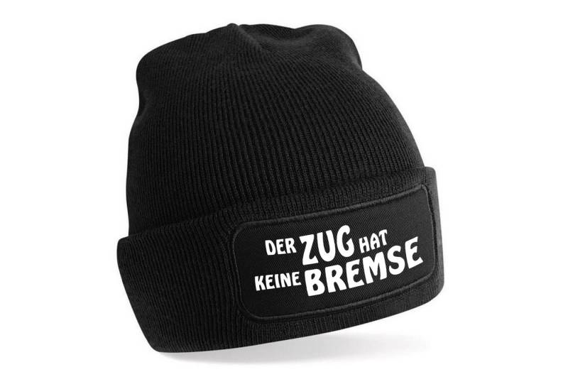 Herzbotschaft Beanie Strickmütze mit Spruch DER ZUG HAT KEINE BREMSE (Mütze mit Aufdruck, Skimütze) Unisex SoftTouch angenehm weiche und warme Wintermütze Einheitsgröße von Herzbotschaft