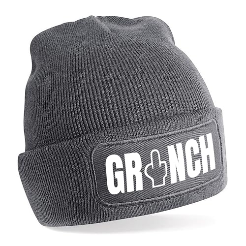 Herzbotschaft Beanie Strickmütze mit Spruch | GR NCH | grau | Unisex SoftTouch angenehm weiche und warme Wintermütze | OneSize Einheitsgröße für Erwachsene von Herzbotschaft