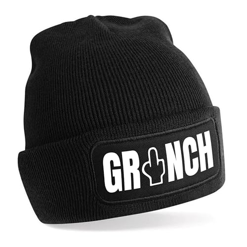 Herzbotschaft Beanie Strickmütze mit Spruch | GR NCH | schwarz | Unisex SoftTouch angenehm weiche und warme Wintermütze | OneSize Einheitsgröße für Erwachsene von Herzbotschaft