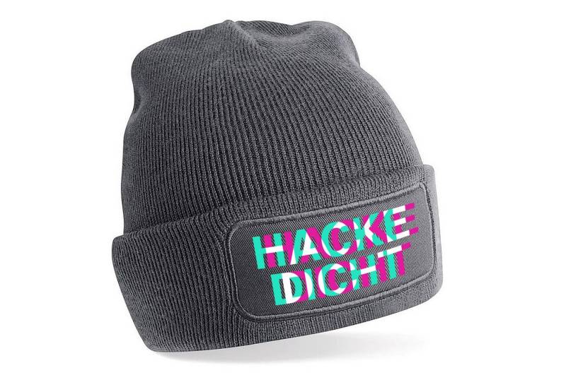 Herzbotschaft Beanie Strickmütze mit Spruch HACKEDICHT (Mütze mit Aufdruck, Skimütze) Unisex SoftTouch angenehm weiche und warme Wintermütze Einheitsgröße von Herzbotschaft