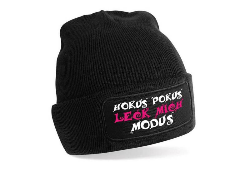 Herzbotschaft Beanie Strickmütze mit Spruch HOKUS POKUS LECK MICH MODUS (Mütze mit Aufdruck, Skimütze) Unisex SoftTouch angenehm weiche und warme Wintermütze Einheitsgröße von Herzbotschaft
