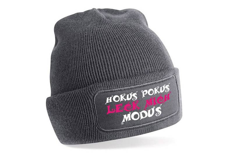 Herzbotschaft Beanie Strickmütze mit Spruch HOKUS POKUS LECK MICH MODUS (Mütze mit Aufdruck, Skimütze) Unisex SoftTouch angenehm weiche und warme Wintermütze Einheitsgröße von Herzbotschaft