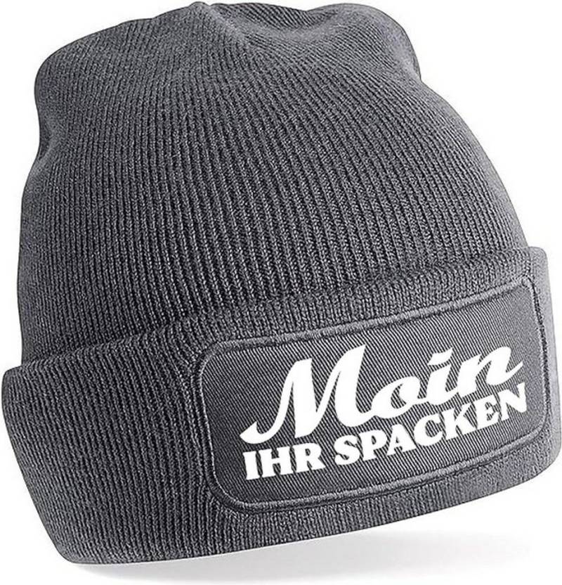 Herzbotschaft Beanie Strickmütze mit Spruch Moin Ihr Spacken (Mütze mit Aufdruck, Skimütze) Unisex SoftTouch angenehm weiche und warme Wintermütze Einheitsgröße von Herzbotschaft