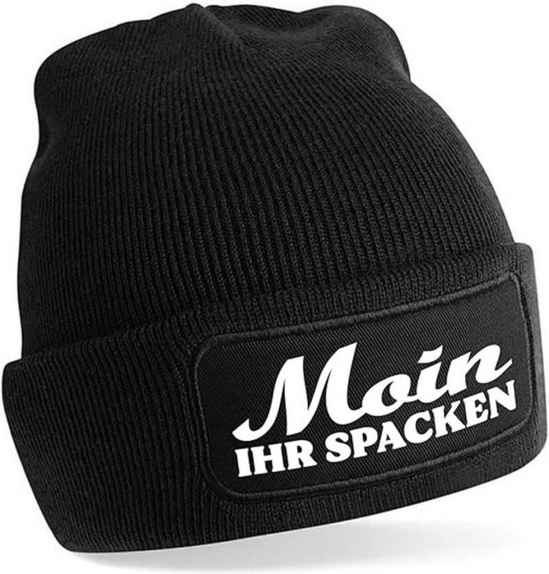Herzbotschaft Beanie Strickmütze mit Spruch Moin Ihr Spacken (Mütze mit Aufdruck, Skimütze) Unisex SoftTouch angenehm weiche und warme Wintermütze Einheitsgröße von Herzbotschaft