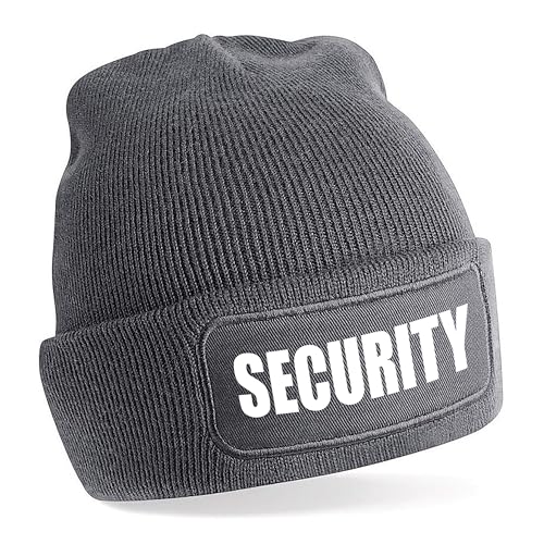 Herzbotschaft Beanie Strickmütze mit Spruch | Security | grau | Unisex SoftTouch angenehm weiche und warme Wintermütze | OneSize Einheitsgröße für Erwachsene von Herzbotschaft