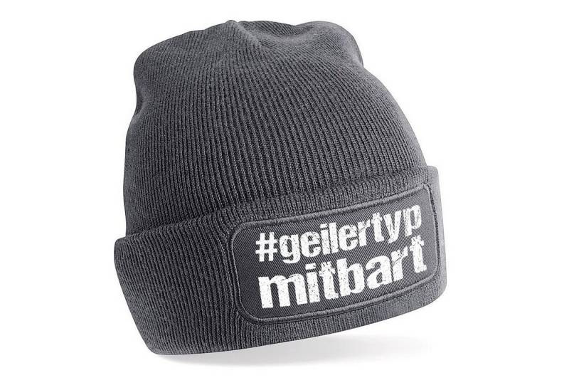 Herzbotschaft Beanie Strickmütze mit Spruch #geilertypmitbart (Mütze mit Aufdruck, Skimütze) Unisex SoftTouch angenehm weiche und warme Wintermütze Einheitsgröße von Herzbotschaft