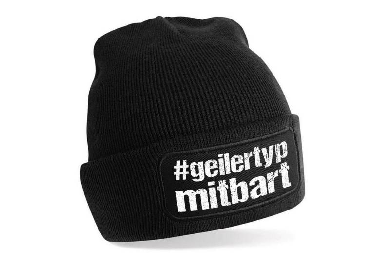 Herzbotschaft Beanie Strickmütze mit Spruch #geilertypmitbart (Mütze mit Aufdruck, Skimütze) Unisex SoftTouch angenehm weiche und warme Wintermütze Einheitsgröße von Herzbotschaft