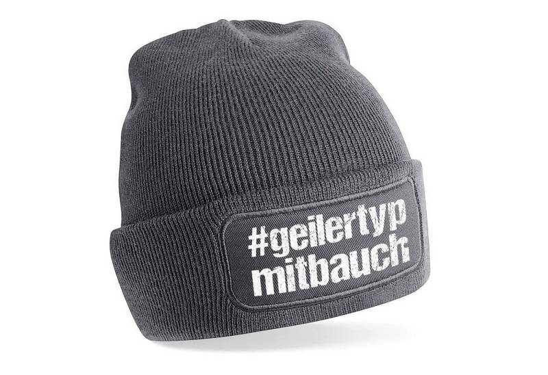 Herzbotschaft Beanie Strickmütze mit Spruch #geilertypmitbauch (Mütze mit Aufdruck, Skimütze) Unisex SoftTouch angenehm weiche und warme Wintermütze Einheitsgröße von Herzbotschaft