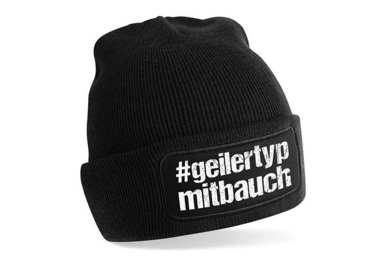 Herzbotschaft Beanie Strickmütze mit Spruch #geilertypmitbauch (Mütze mit Aufdruck, Skimütze) Unisex SoftTouch angenehm weiche und warme Wintermütze Einheitsgröße von Herzbotschaft