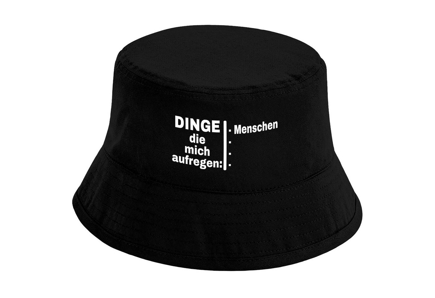 Herzbotschaft Sonnenhut Bucket Hat Dinge die mich aufregen: Menschen (Unisex Einheitsgröße, Sommerhut mit Spruch, Festivalhut, Fischerhut) für Damen & Herren von Herzbotschaft