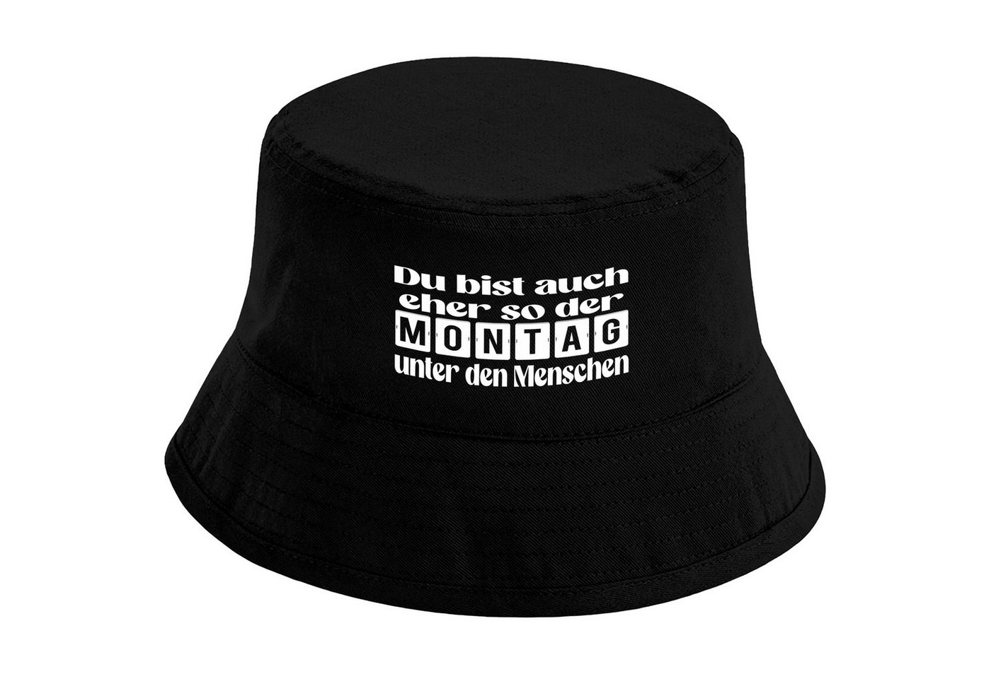 Herzbotschaft Sonnenhut Bucket Hat Du bist auch eher so der Montag unter den Menschen (Unisex Einheitsgröße, Sommerhut mit Spruch, Festivalhut, Fischerhut) für Damen & Herren von Herzbotschaft