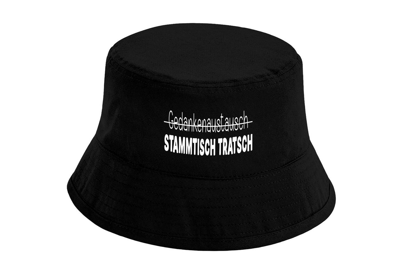 Herzbotschaft Sonnenhut Bucket Hat Gedankenaustausch - STAMMTISCH TRATSCH (Unisex Einheitsgröße, Sommerhut mit Spruch, Festivalhut, Fischerhut) für Damen & Herren von Herzbotschaft