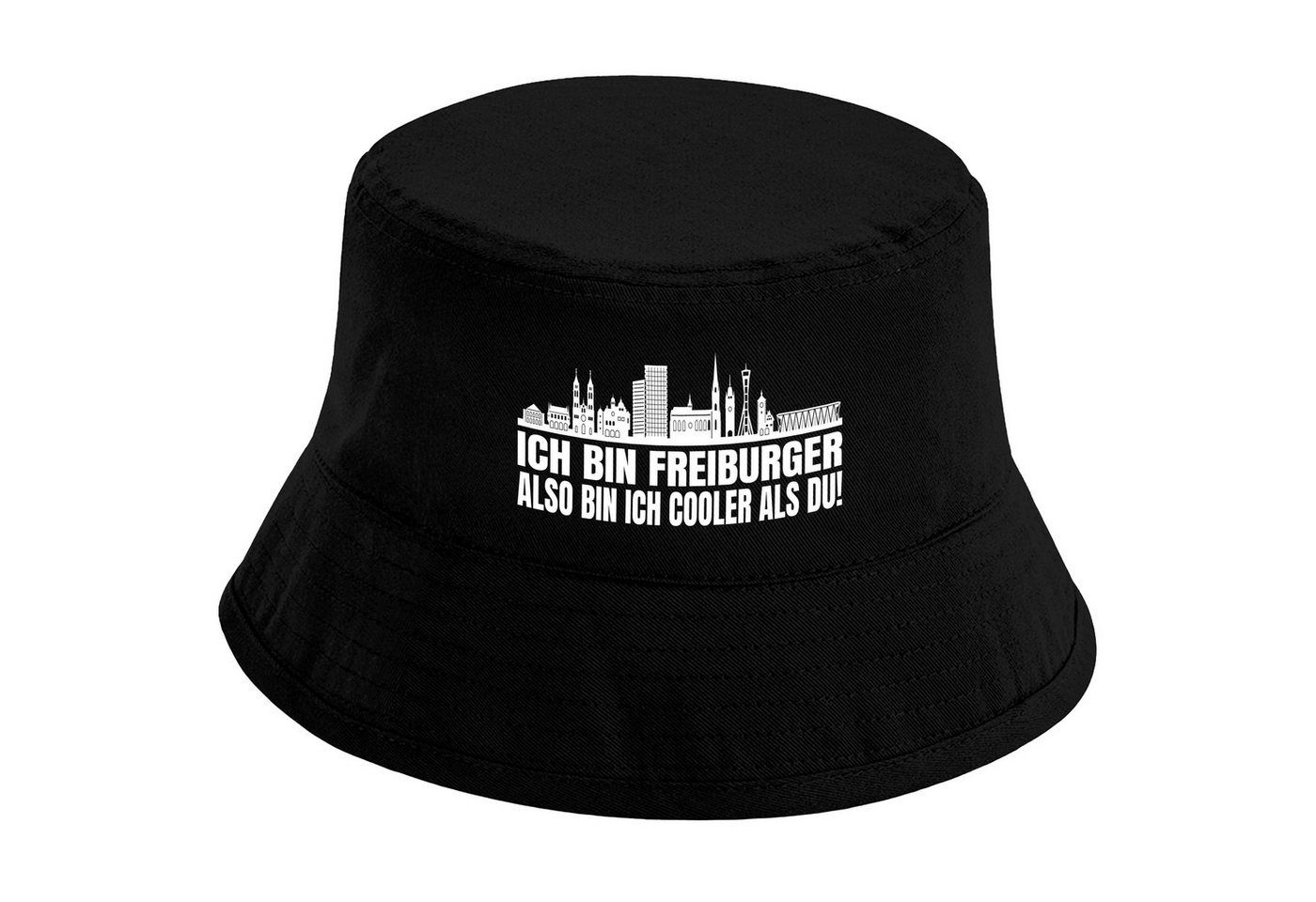 Herzbotschaft Sonnenhut Bucket Hat Ich bin Freiburger also bin ich cooler als du! (Unisex Einheitsgröße, Sommerhut mit Spruch, Festivalhut, Fischerhut) für Damen & Herren von Herzbotschaft