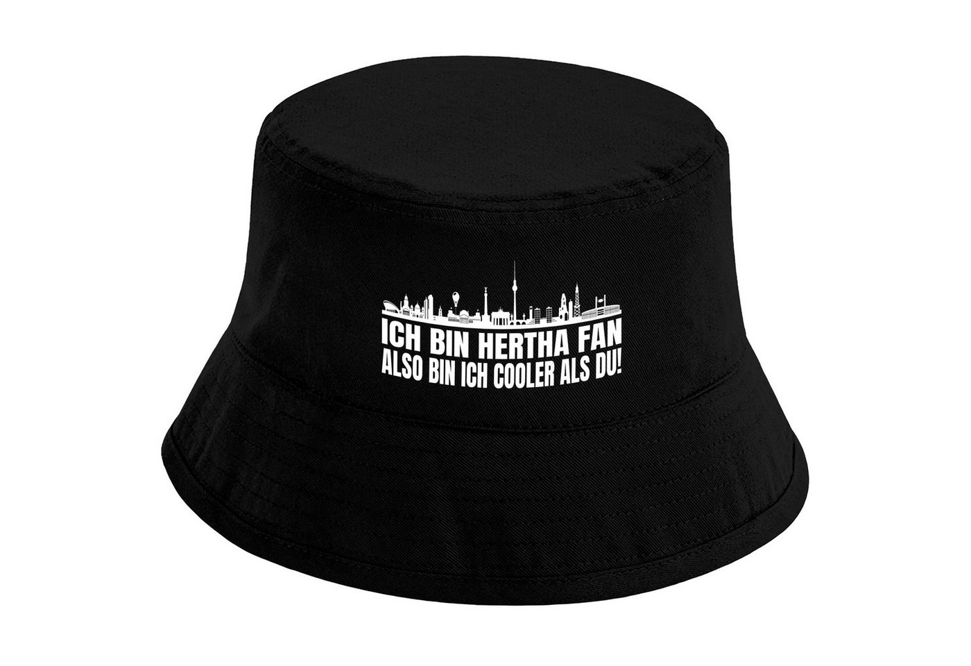 Herzbotschaft Sonnenhut Bucket Hat Ich bin Hertha Fan also bin ich cooler als du! (Unisex Einheitsgröße, Sommerhut mit Spruch, Festivalhut, Fischerhut) für Damen & Herren von Herzbotschaft