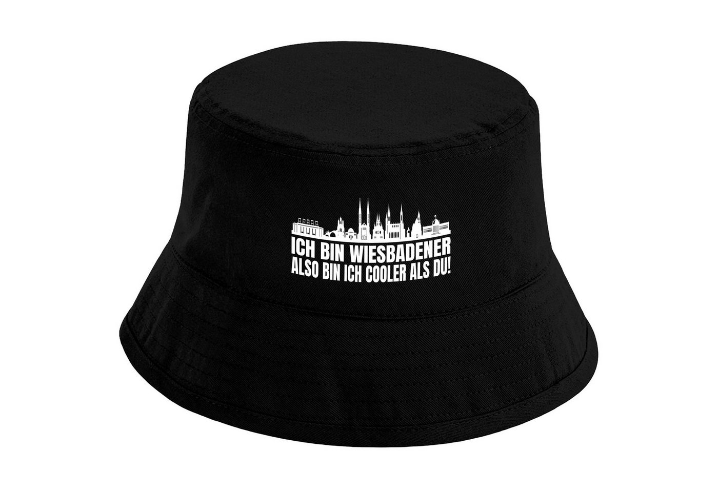 Herzbotschaft Sonnenhut Bucket Hat Ich bin Wiesbadener also bin ich cooler als du! (Unisex Einheitsgröße, Sommerhut mit Spruch, Festivalhut, Fischerhut) für Damen & Herren von Herzbotschaft