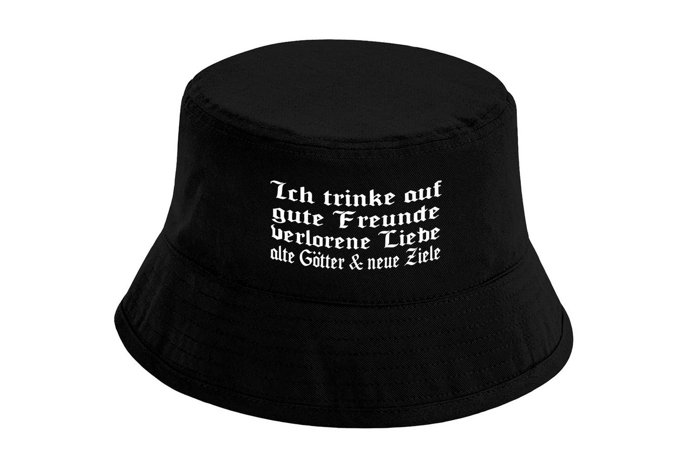 Herzbotschaft Sonnenhut Bucket Hat Ich trinke auf gute Freunde verlorene Liebe (Unisex Einheitsgröße, Sommerhut mit Spruch, Festivalhut, Fischerhut) für Damen & Herren von Herzbotschaft