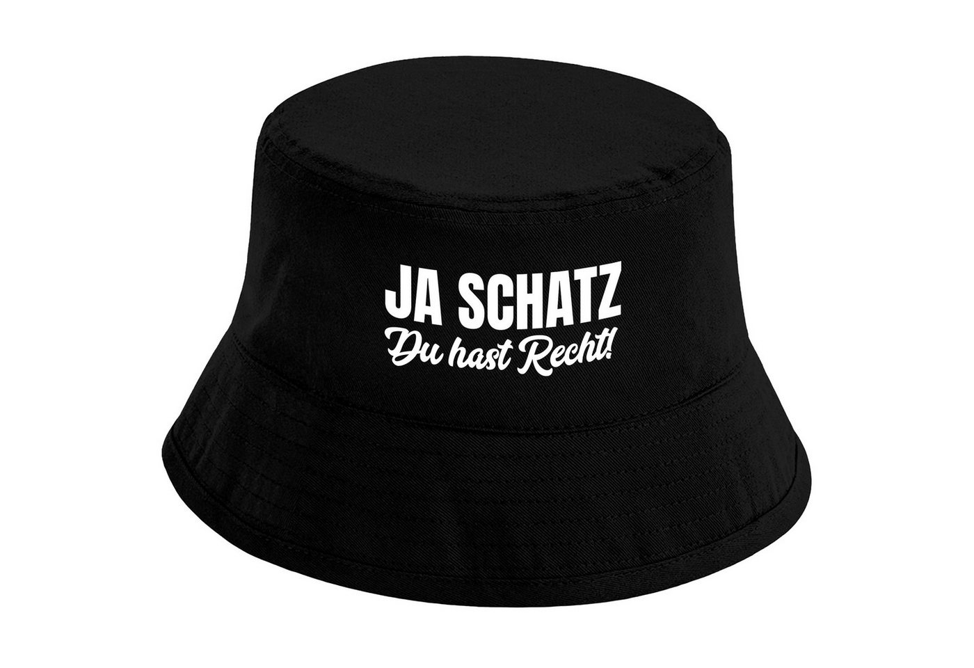 Herzbotschaft Sonnenhut Bucket Hat Ja Schatz - Du hast recht (Unisex Einheitsgröße, Sommerhut mit Spruch, Festivalhut, Fischerhut) für Damen & Herren von Herzbotschaft
