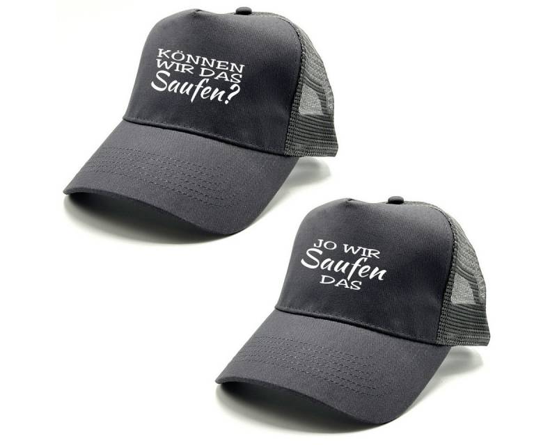 Herzbotschaft Trucker Cap 2er Set Basecap mit Spruch KÖNNEN WIR DAS Saufen? - JO WIR Saufen DAS One Size durch verstellbaren Klip-Verschluss von Herzbotschaft
