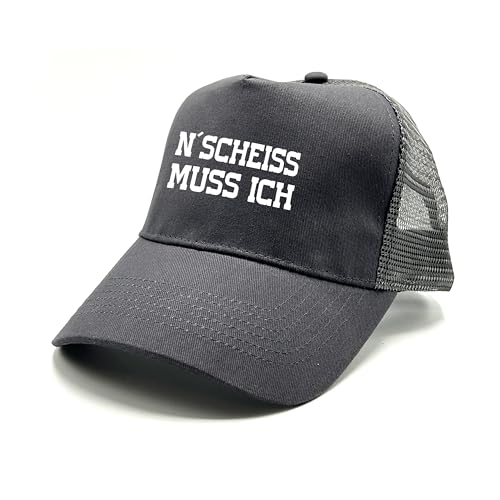 Herzbotschaft Trucker Cap in Mesh Optik mit Spruch | N´Scheiss muss ich | Farbwahl | Unisex Baseball Mütze | hochwertiger Druck | OneSize durch verstellbaren Klipp-Verschluss von Herzbotschaft