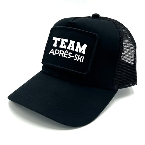 Herzbotschaft Trucker Mesh Cap mit Spruch auf Patch | Team Après-Ski | Farbwahl | Unisex Baseball Mütze | hochwertiger Druck | OneSize durch verstellbaren Klipp-Verschluss | von Herzbotschaft