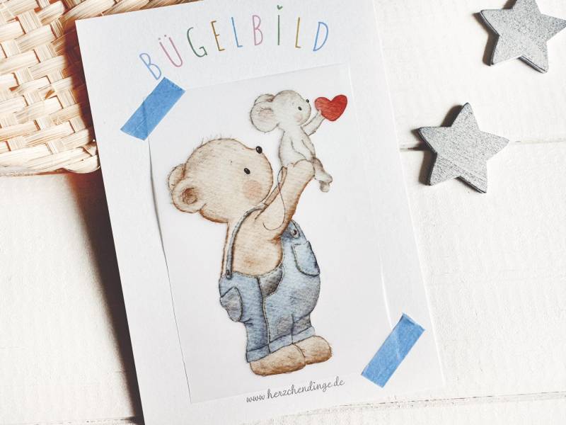 Cooles Bügelbild Bär Mit Maus von Herzchendinge