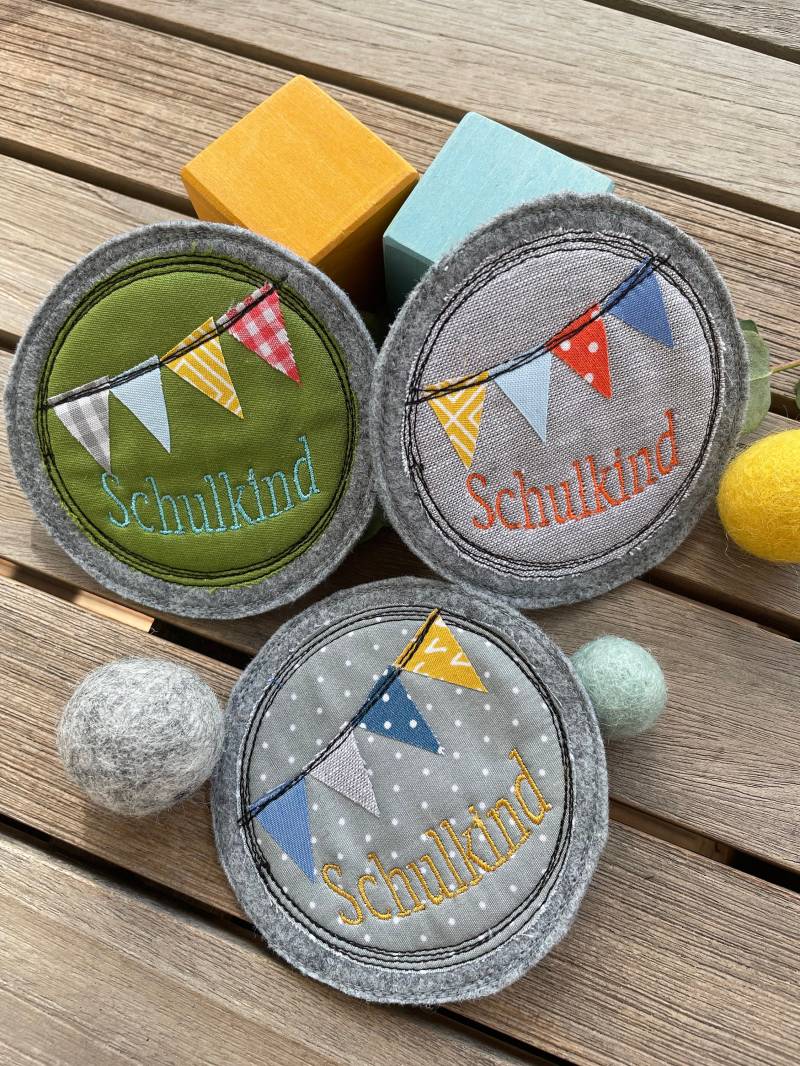 Klett-Patch Für Schulranzen Wimpelkette Geschenk Einschulung | Mädchen & Junge Individualisierbar Viele Farben L Schulstart Ergobag von HerzchenkleinDE