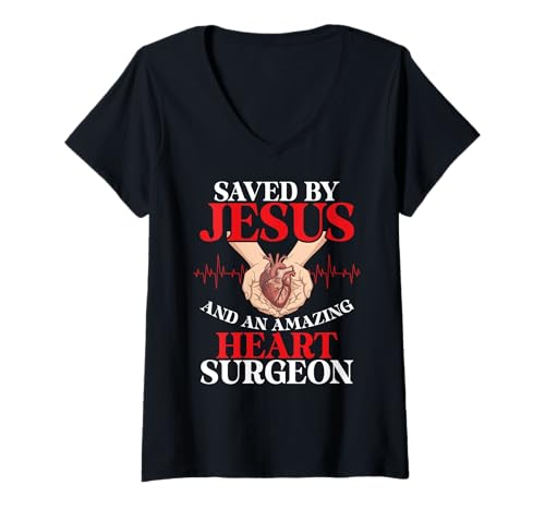 Damen Von Jesus Gerettet Erstaunlicher Herzchirurg Medizinischer T-Shirt mit V-Ausschnitt Damen Von Jesus Gerettet Erstaunlicher Herzchirurg Medizinischer T-Shirt mit V-Ausschnitt von Herzchirurg Herzgesundheit Herzchirurgie