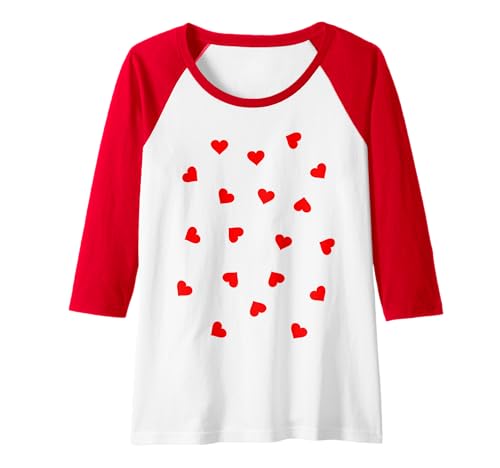 Damen Herzen rot weiß Herz Viele Herzchen Liebe Valentinstag Raglan Damen Herzen rot weiß Herz Viele Herzchen Liebe Valentinstag Raglan von Herzen Herz Freund Freundin Geschenk Love