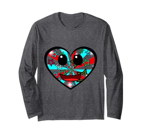 Retro 60er Herz Herzen Vintage lustig Kinder Mädchen Jungen Langarmshirt von Herzen Herz herzlich