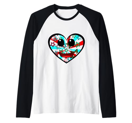 Retro 60er Herz Herzen Vintage lustig Kinder Mädchen Jungen Raglan von Herzen Herz herzlich