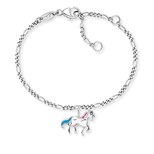 Herzengel Mädchen Armband für Kinder aus Sterling-Silber mit einem bunten Pony aus Emaille - Karabinerverschluss - längenverstellbar - nickelfrei von Herzengel