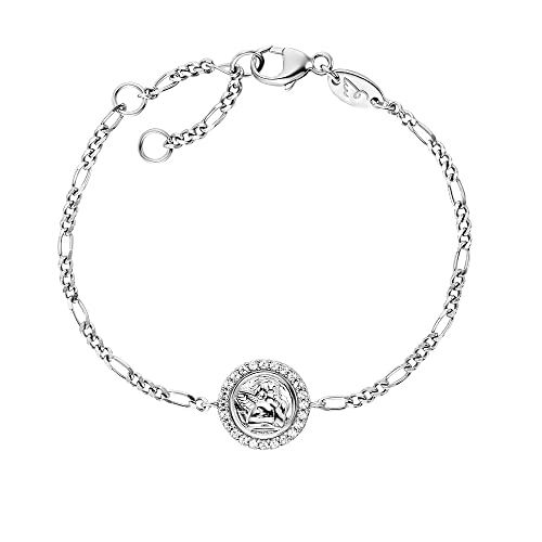 Herzengel Mädchen Kinder Armband aus Sterling Silber und einem Anhänger mit Schutzengel Symbol - besetzt mit 24 Zirkonia Steinen - Karabinerverschluss - längenverstellbar - nickelfrei von Herzengel