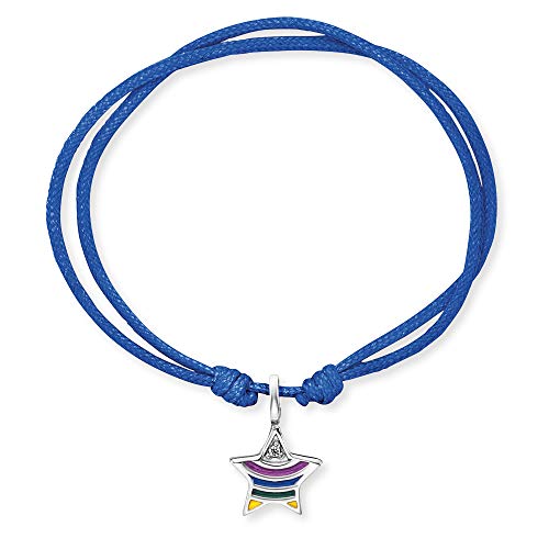 Herzengel Mädchen Kinder Armband aus blauem Nylon und einem Regenbogen Stern Anhänger aus bunter Emaille - Ösenverschluss - längenverstellbar - nickelfrei von Herzengel