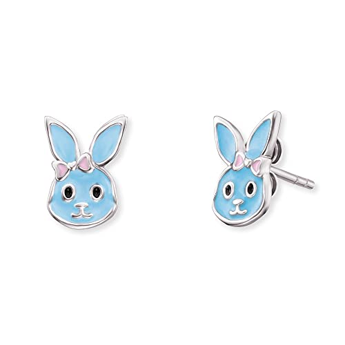 Herzengel Mädchen Kinder Ohrstecker Ohrringe aus Sterling Silber mit hellblauem Hase aus Emaille - Steckverschluss - nickelfrei von Herzengel