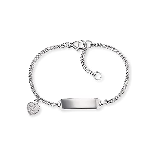 Herzengel Mädchen Kinder Armband aus Sterling Silber und einem Herz-Schutzengel Anhänger - mit Gravurplatte - Karabinerverschluss - längenverstellbar - nickelfrei von Herzengel