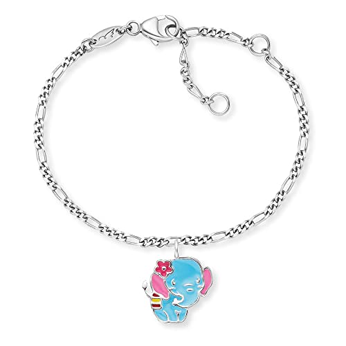 Herzengel Mädchen Kinder Armband aus Sterling Silber und einem Anhänger mit buntem Elefant aus Emaille - Karabinerverschluss - längenverstellbar - nickelfrei von Herzengel