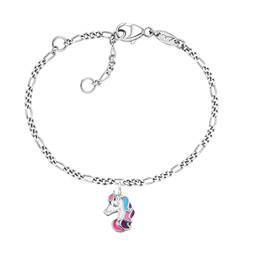 Herzengel Mädchen Kinder Armband aus Sterling Silber und einem Anhänger mit buntem Einhorn aus Emaille - Karabinerverschluss - längenverstellbar - nickelfrei von Herzengel