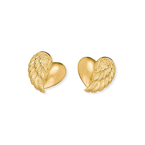 Herzengel Mädchen Kinder Ohrstecker Ohrringe aus vergoldetem Sterling Silber mit Herzflügel Symbol in Gold - Steckverschluss - nickelfrei von Herzengel