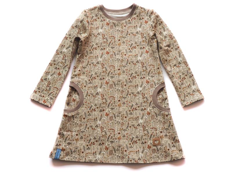 Kleid Mädchen Blätter Beige von HerzenskinderDesign
