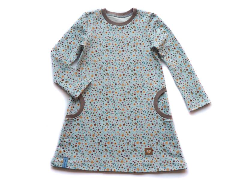 Kleid Mädchen Blätter Herz Hellblau von HerzenskinderDesign