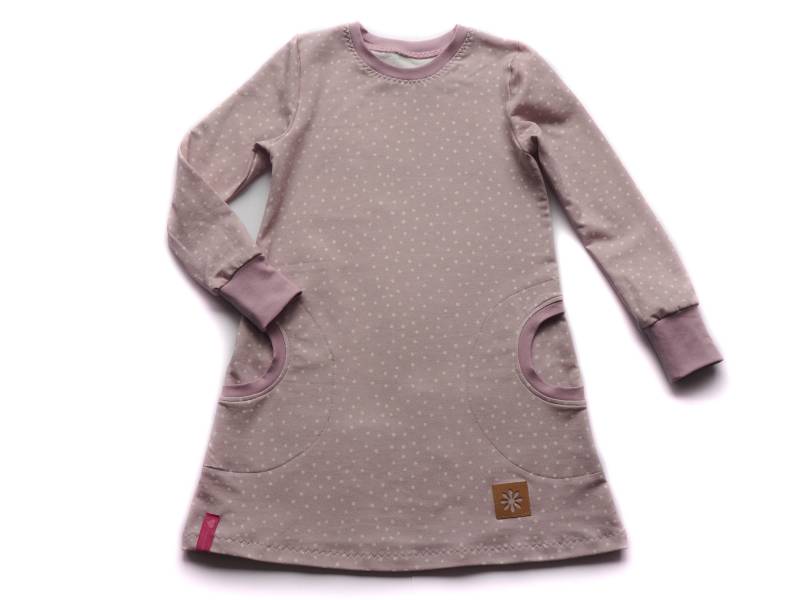 Kleid Mädchen Punkte Blume Altrosa von HerzenskinderDesign