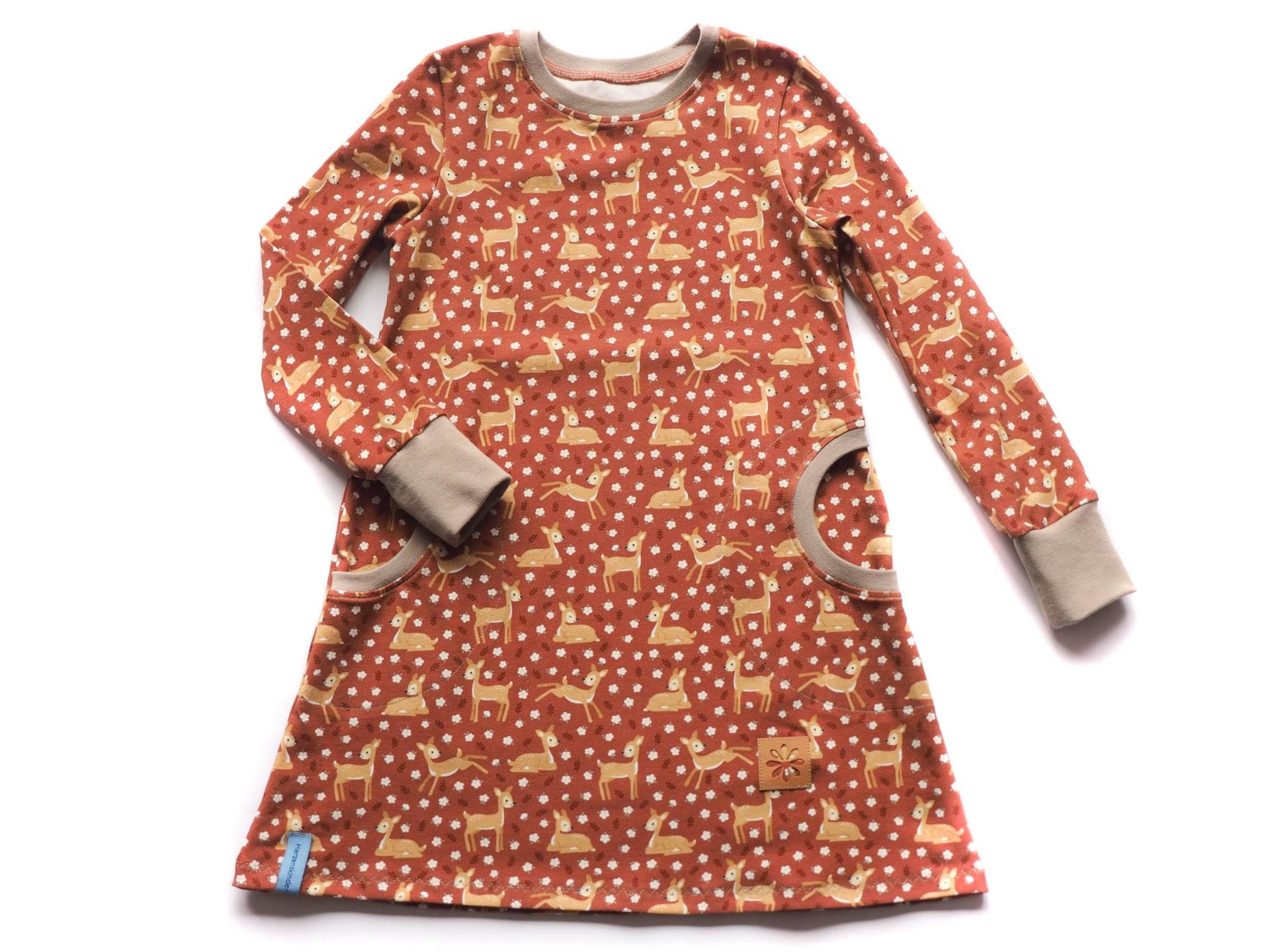 Kleid Mädchen Rehe Blumen von HerzenskinderDesign
