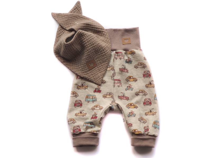 Pumphose Halstuch Musselin Autos Bio Jersey Geburt Baby von HerzenskinderDesign