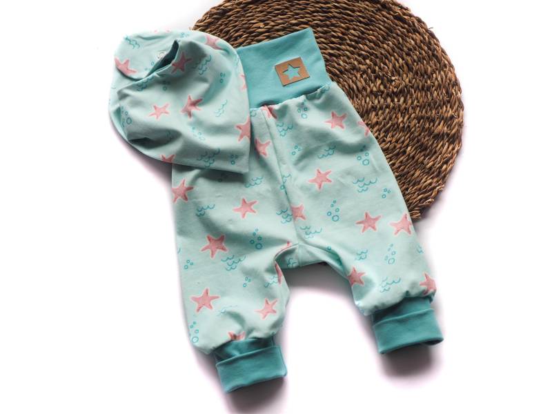 Pumphose Halstuch Seesterne Geburt Baby von HerzenskinderDesign