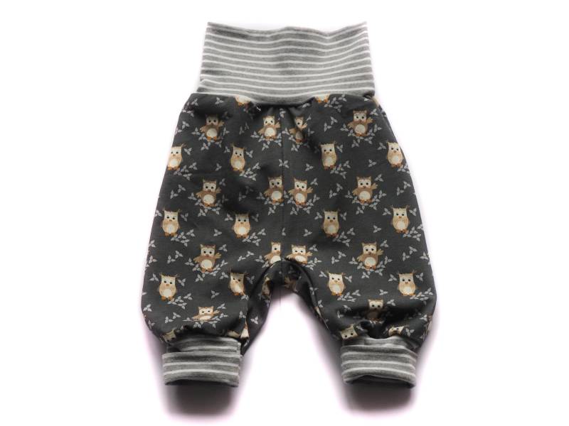 Pumphose Haremshose Eule Grau Geburt Baby von HerzenskinderDesign