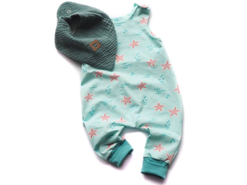 strampler Halstuch Musselin Seestern Geburt Baby von HerzenskinderDesign