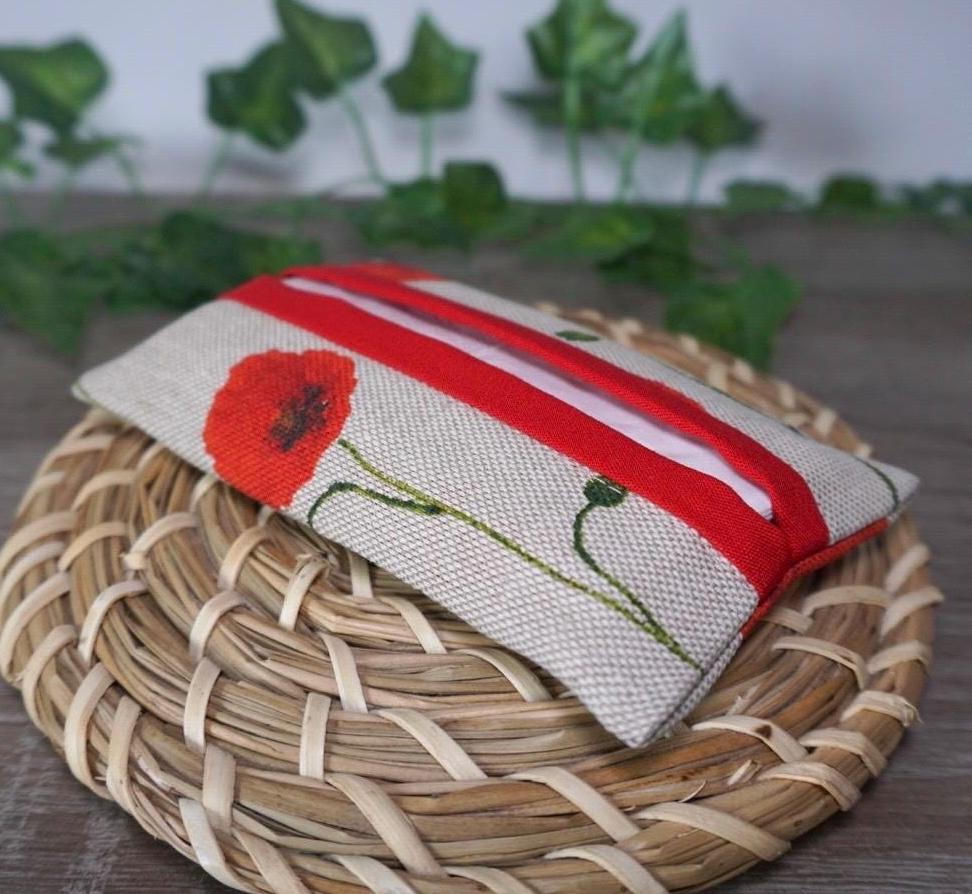Taschentüchertasche, Tatüta, Mohnblume, Beige-Rot Taschentüchertasche, Tatüta, Mohnblume, Beige-Rot von Herzenszaubershop