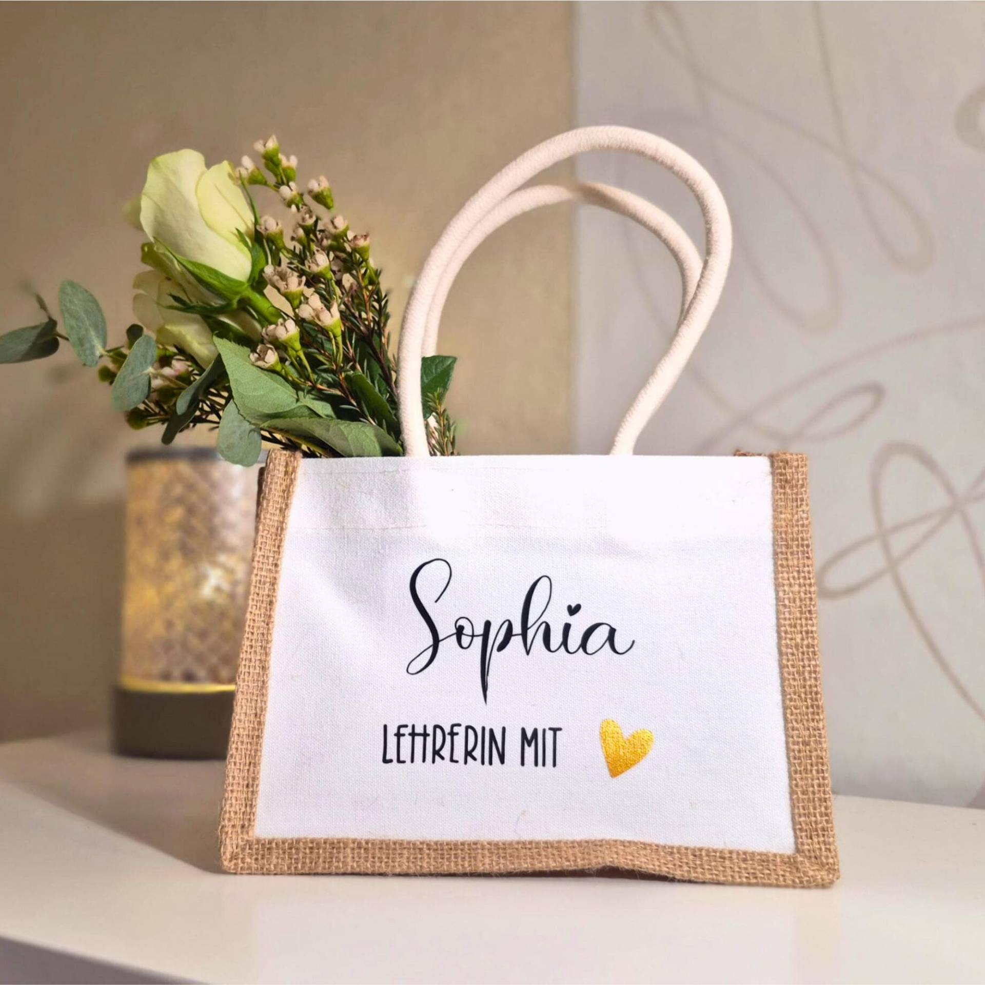 Lehrerin Mit Herz | Geschenkidee Abschiedsgeschenk Tasche Name Dankeschön Personalisiert von Herzerlglueck