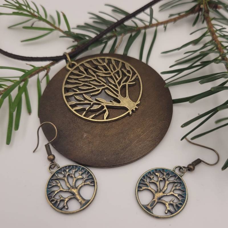 Holzschmuck, Baum Des Lebens Halsschmuck Mit Ohrringe Holzschmuck, Baum Des Lebens Halsschmuck Mit Ohrringe von HerzgeschenkAT