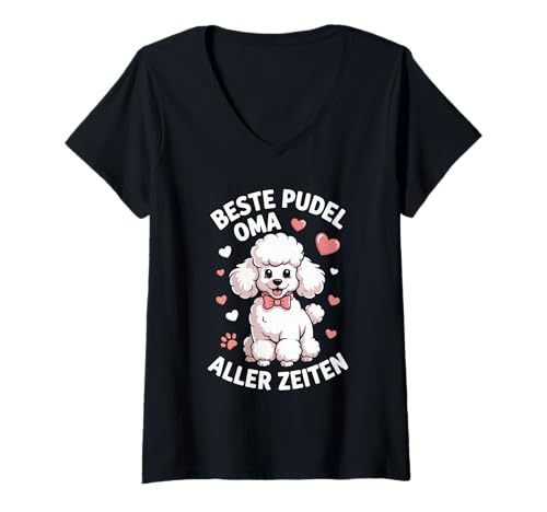 Damen Beste Pudel Oma Aller Zeiten Herz T-Shirt mit V-Ausschnitt Damen Beste Pudel Oma Aller Zeiten Herz T-Shirt mit V-Ausschnitt von Herzliche Pudel Oma Fan Geschenkidee
